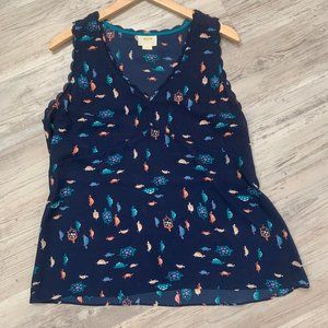Maeve Anthropologie Blue Turtle Top Sz 12